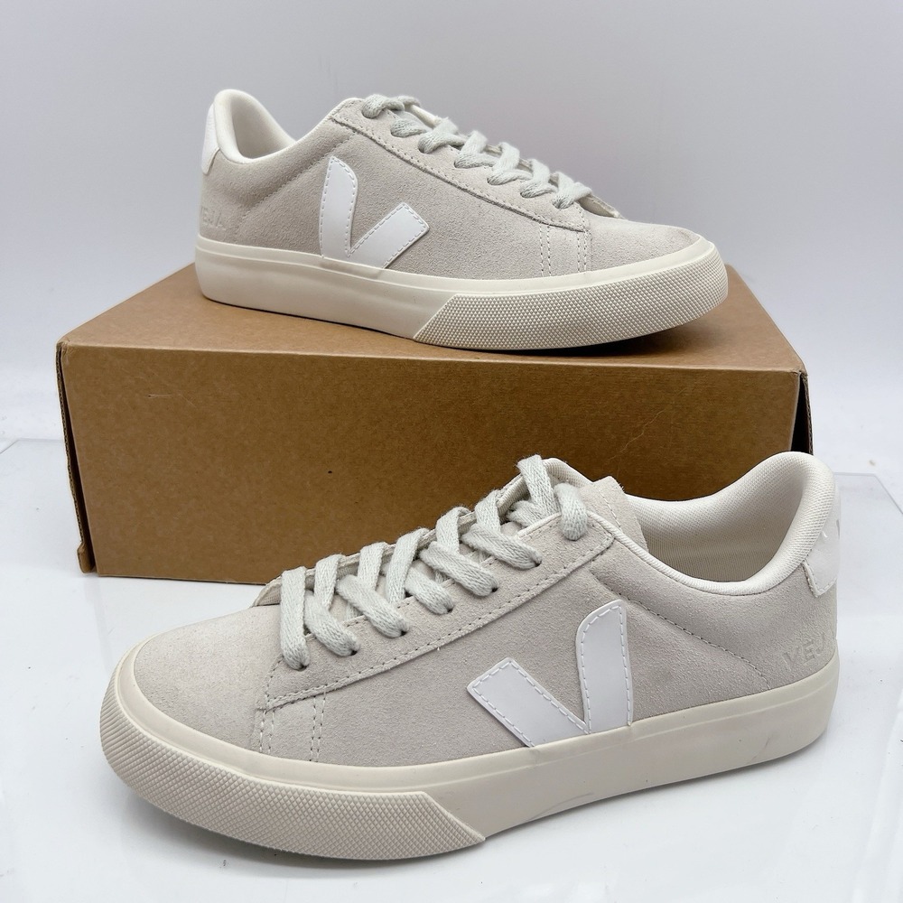 Veja Campo Women's Sneakers Natural White Suede Leather Lace Up Size EU 37 US 6